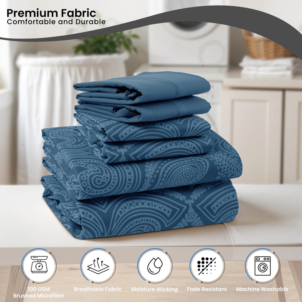 6Pc Paisley Sheet Set