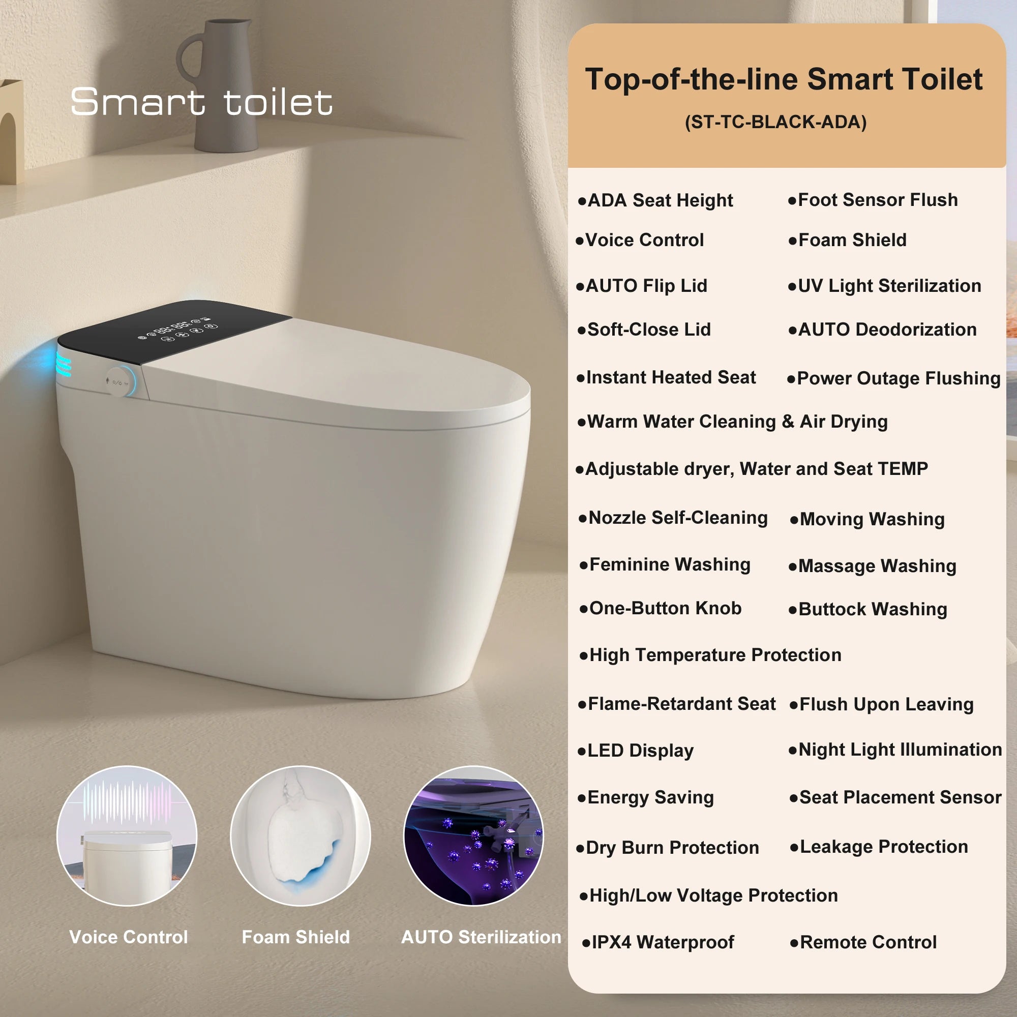 Smart Toilet with Built-in Bidet