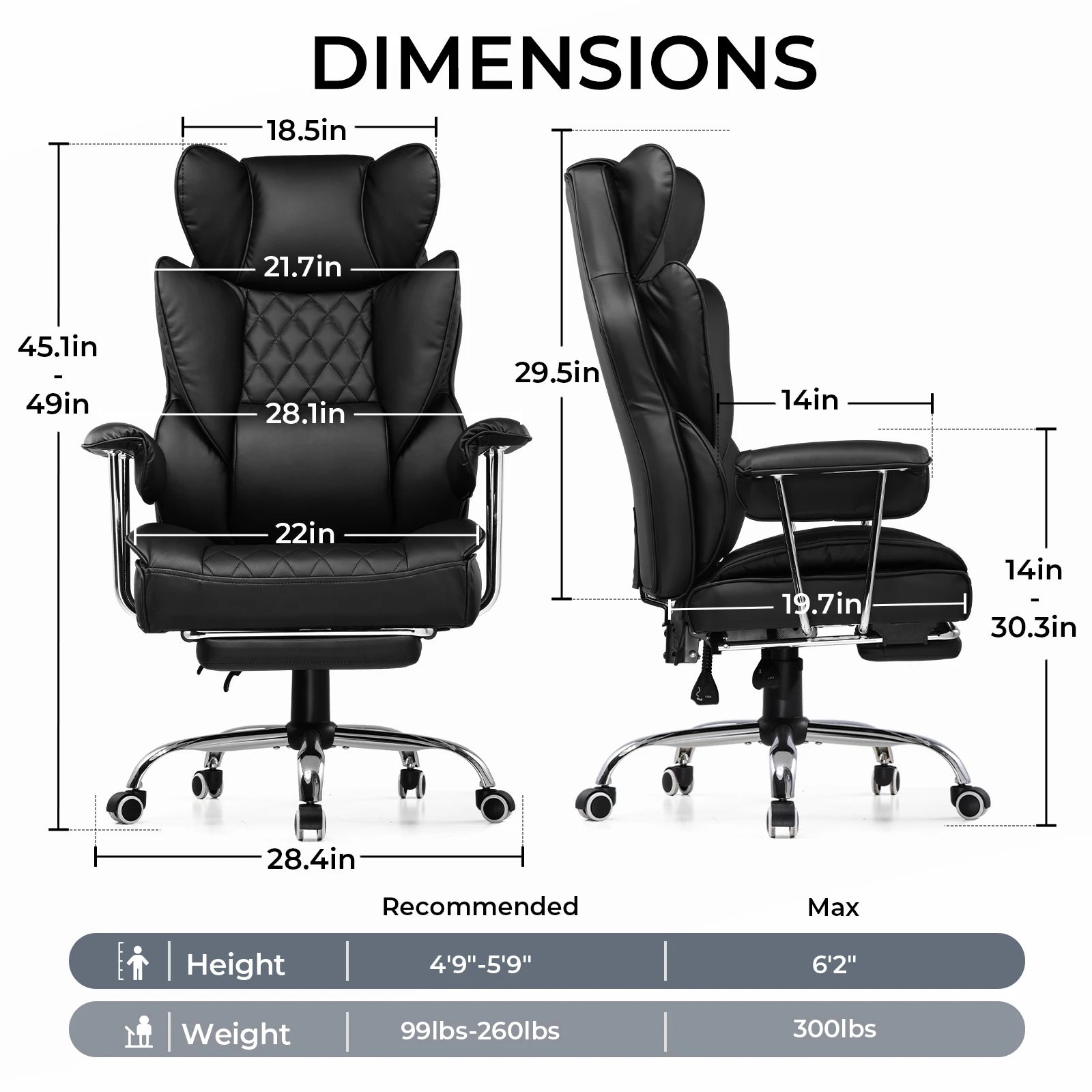 Big and Tall Gaming Chair with Pocket