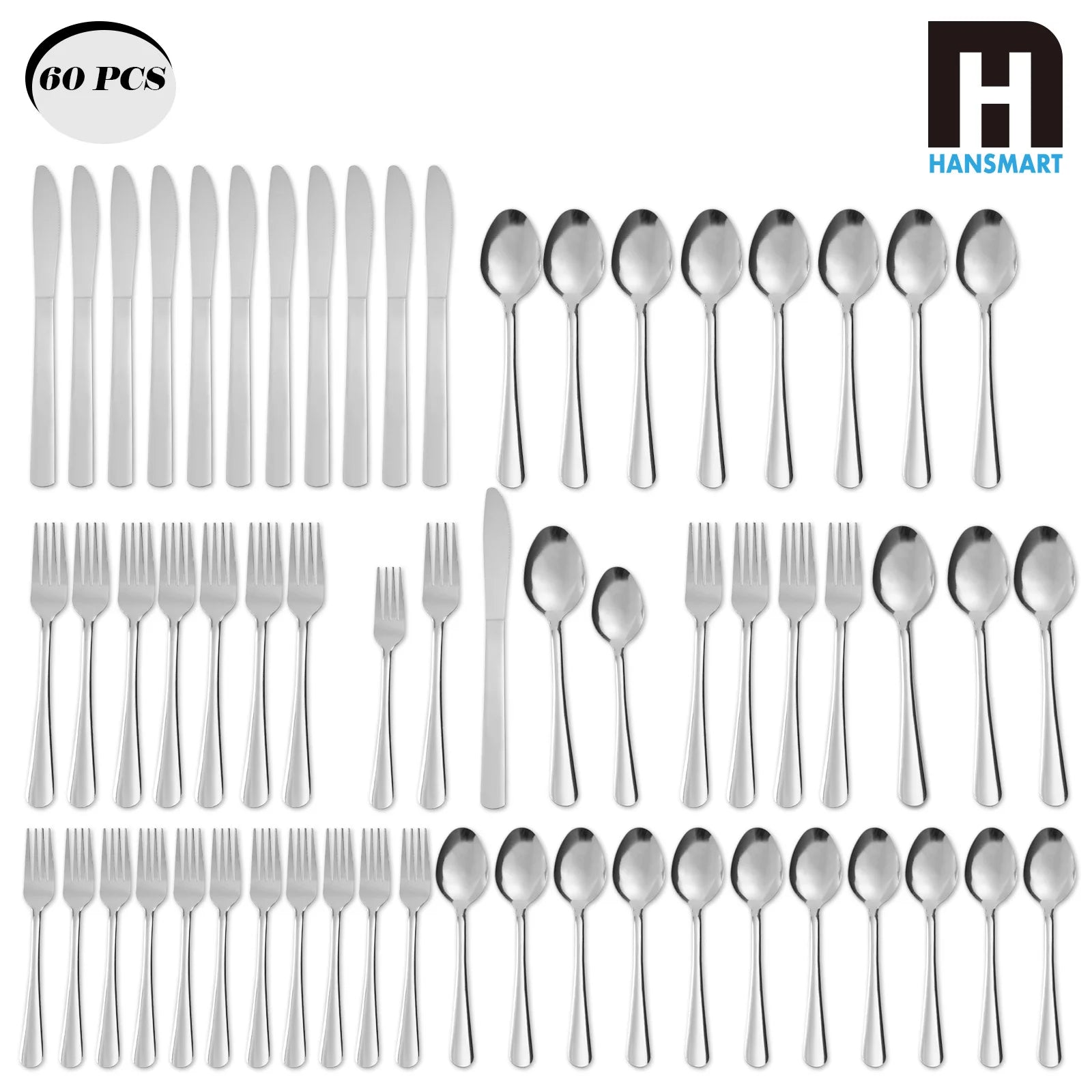 60Pcs Stainless Steel Flatware Set