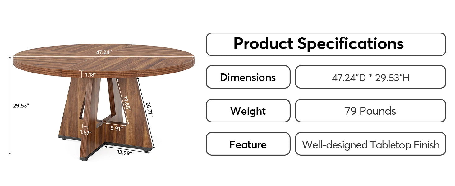 Round Dining Table for 4