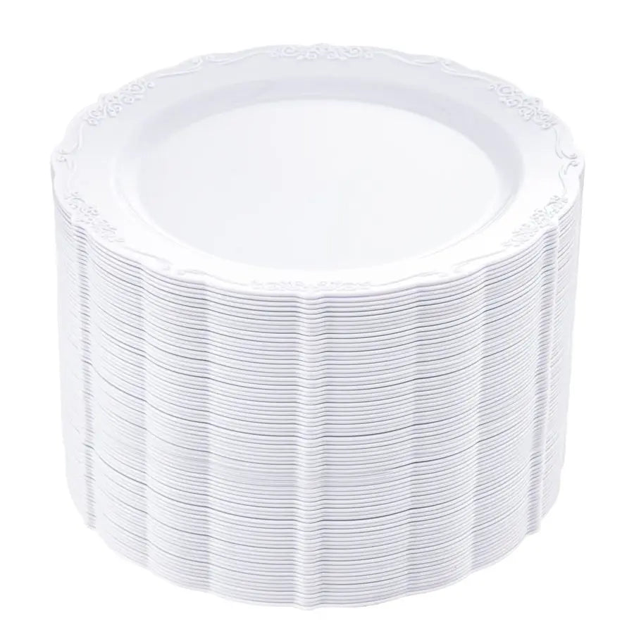 60PCS Heavy Duty White Disposable Plates