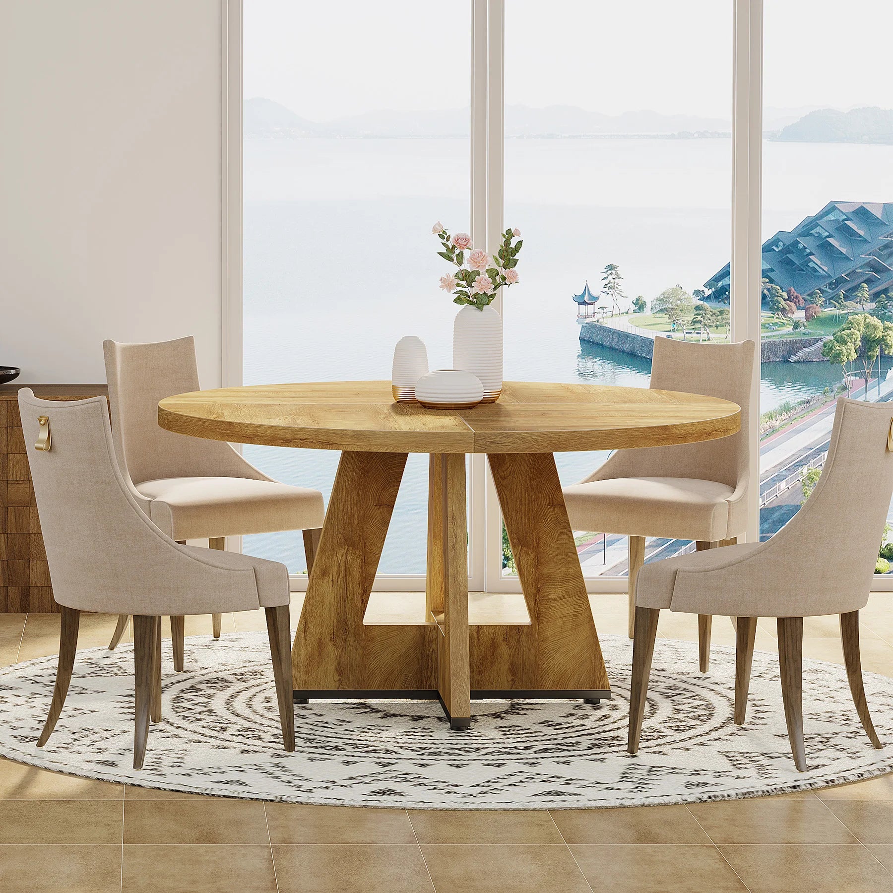Round Dining Table for 4