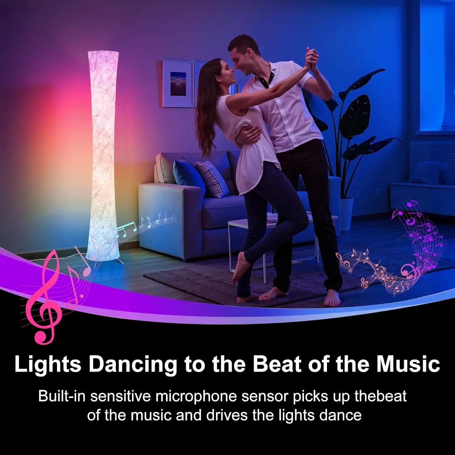 LED Corner Floor Lamp with Music Sync