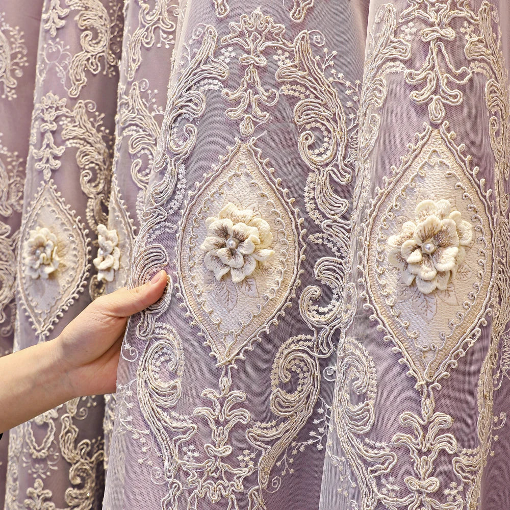1PC Luxury vintage-style embroidered curtains