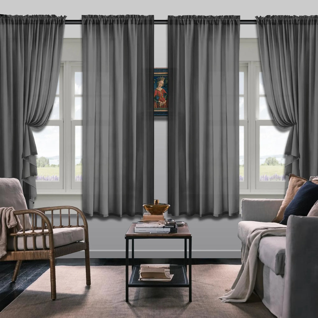 Set Of 4 Solid Color Simple Rod Pocket Blackout Curtains