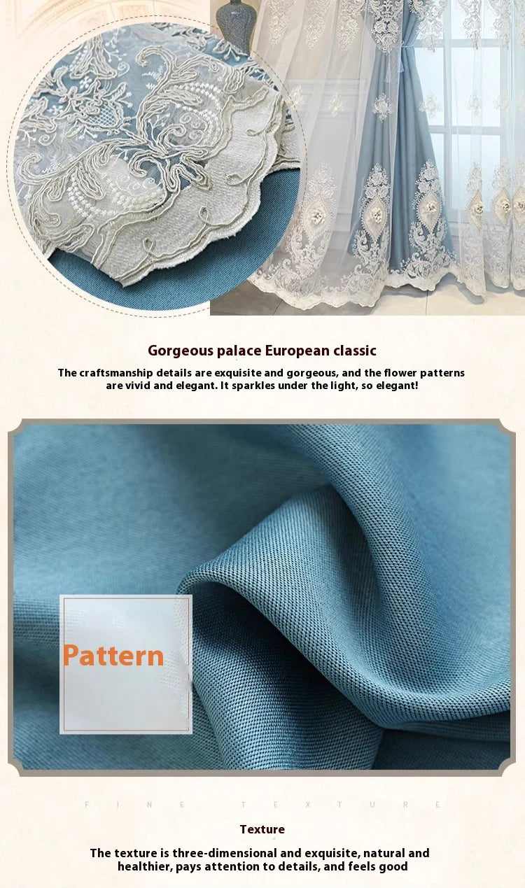 1PC Luxury vintage-style embroidered curtains