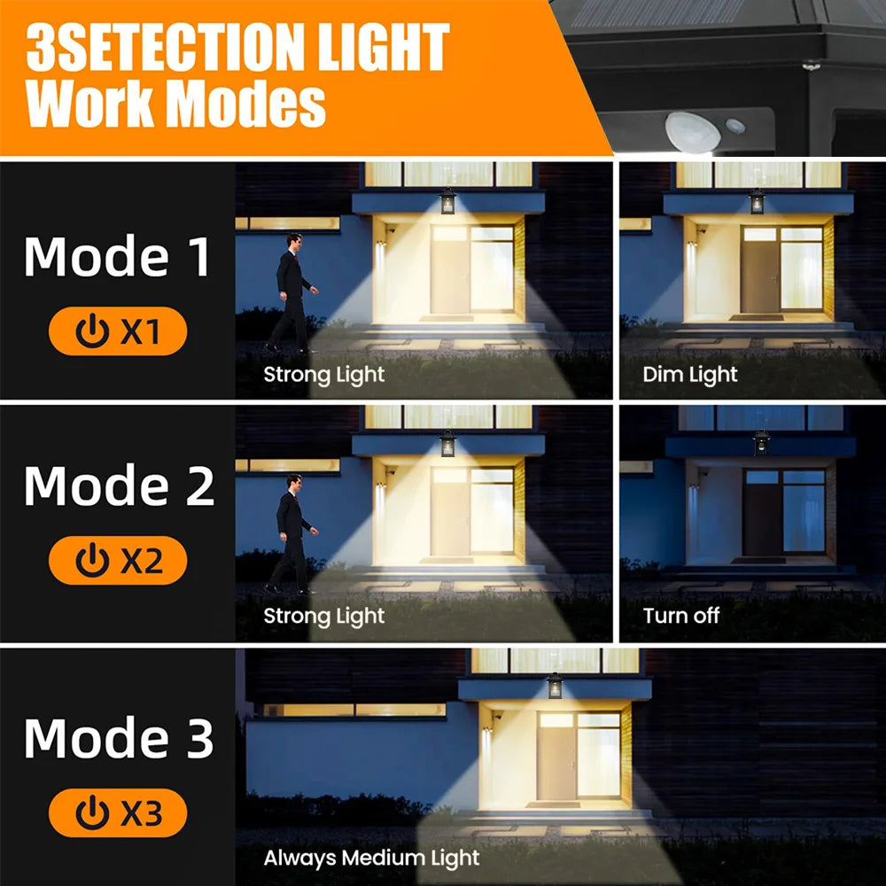 2pcs Solar Powered Wall Lanterns