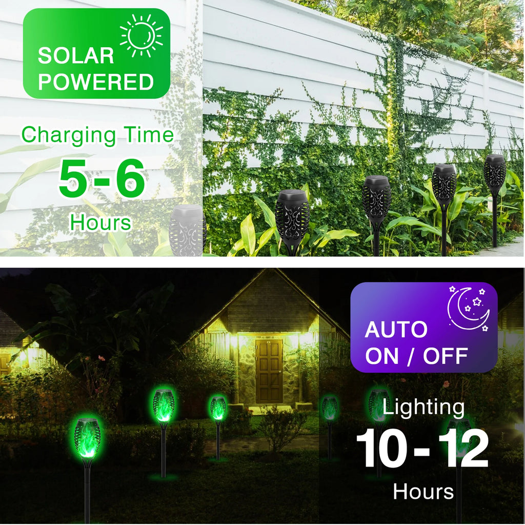 4/6/8/12Pcs Solar Flame Torch Lights