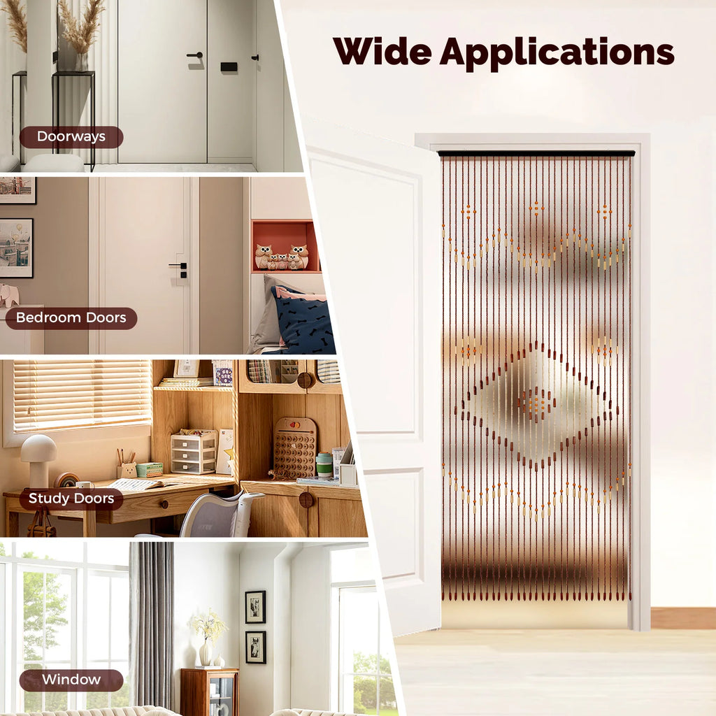 Line Retro Wooden Bead Curtain Blinds