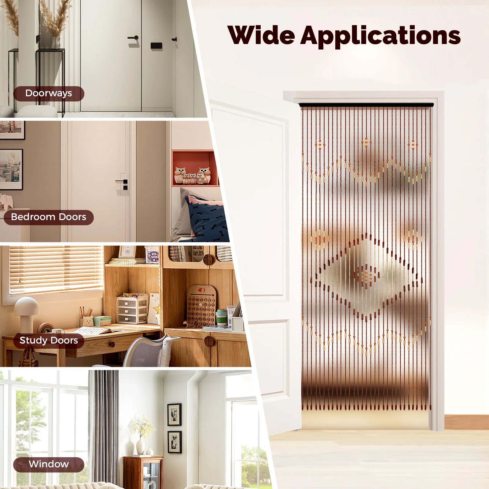 Line Retro Wooden Bead Curtain Blinds