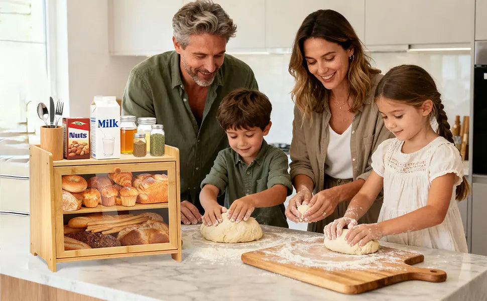 Bamboo Bread Box for Kitchen Countertop