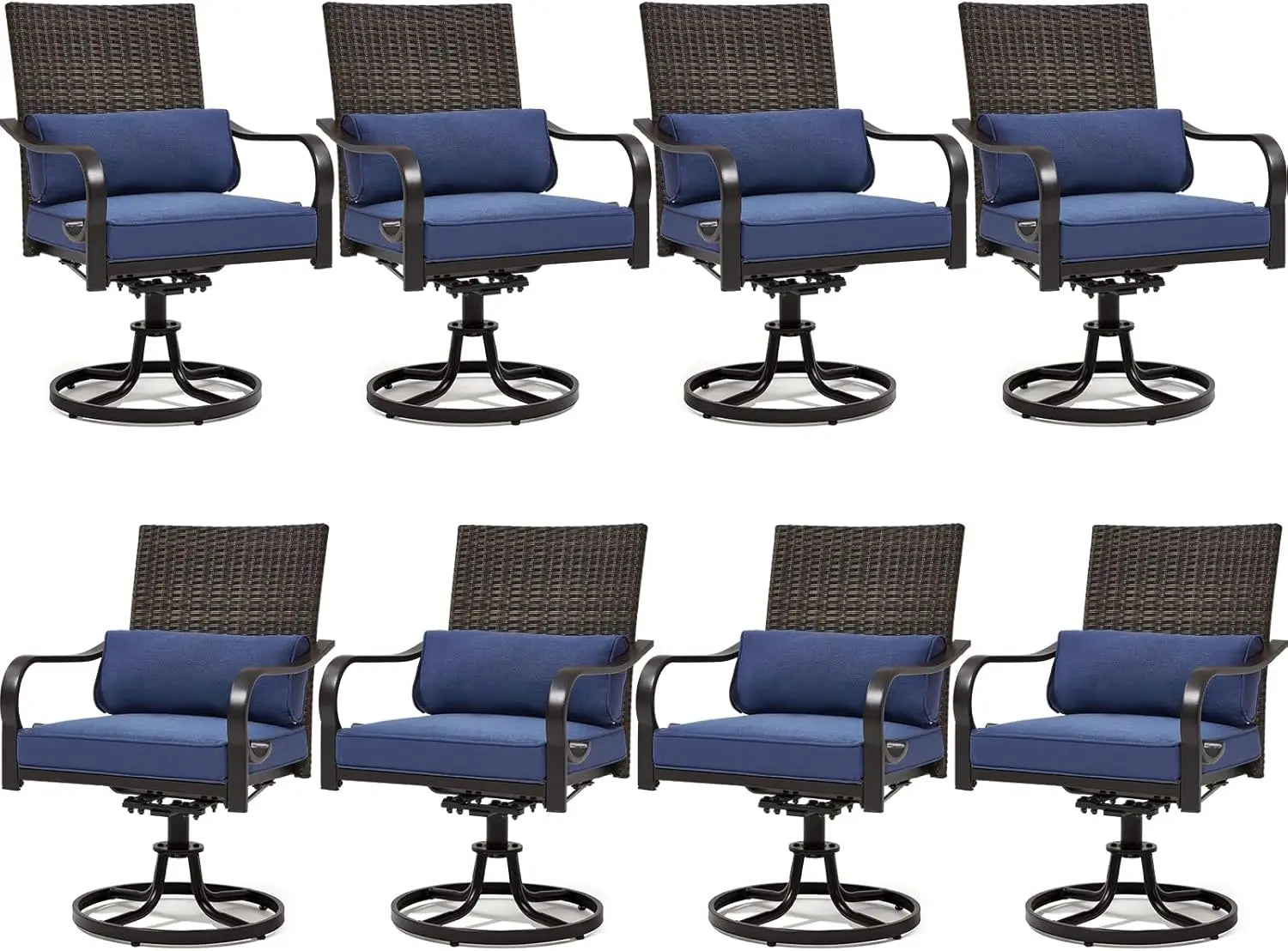 Patio Swivel Chair Set Thickened Cushions