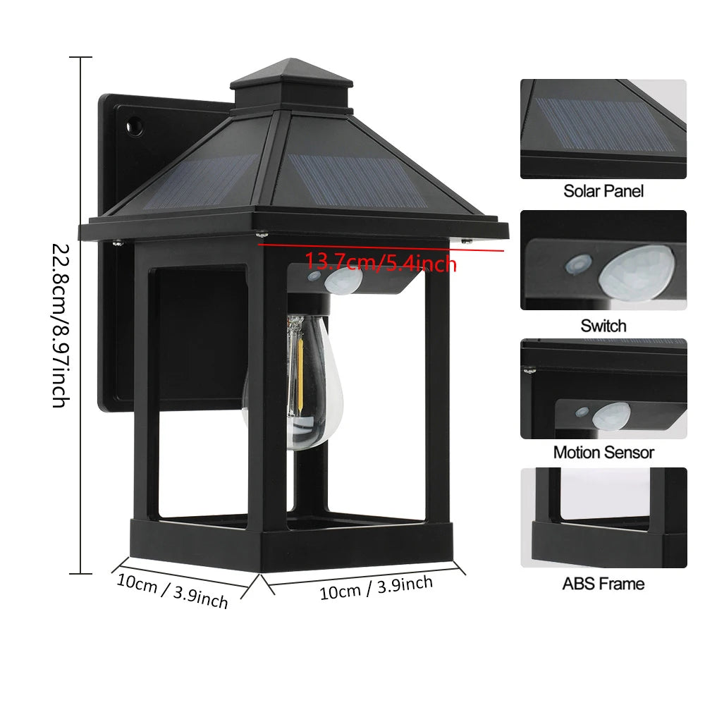 2pcs Solar Powered Wall Lanterns