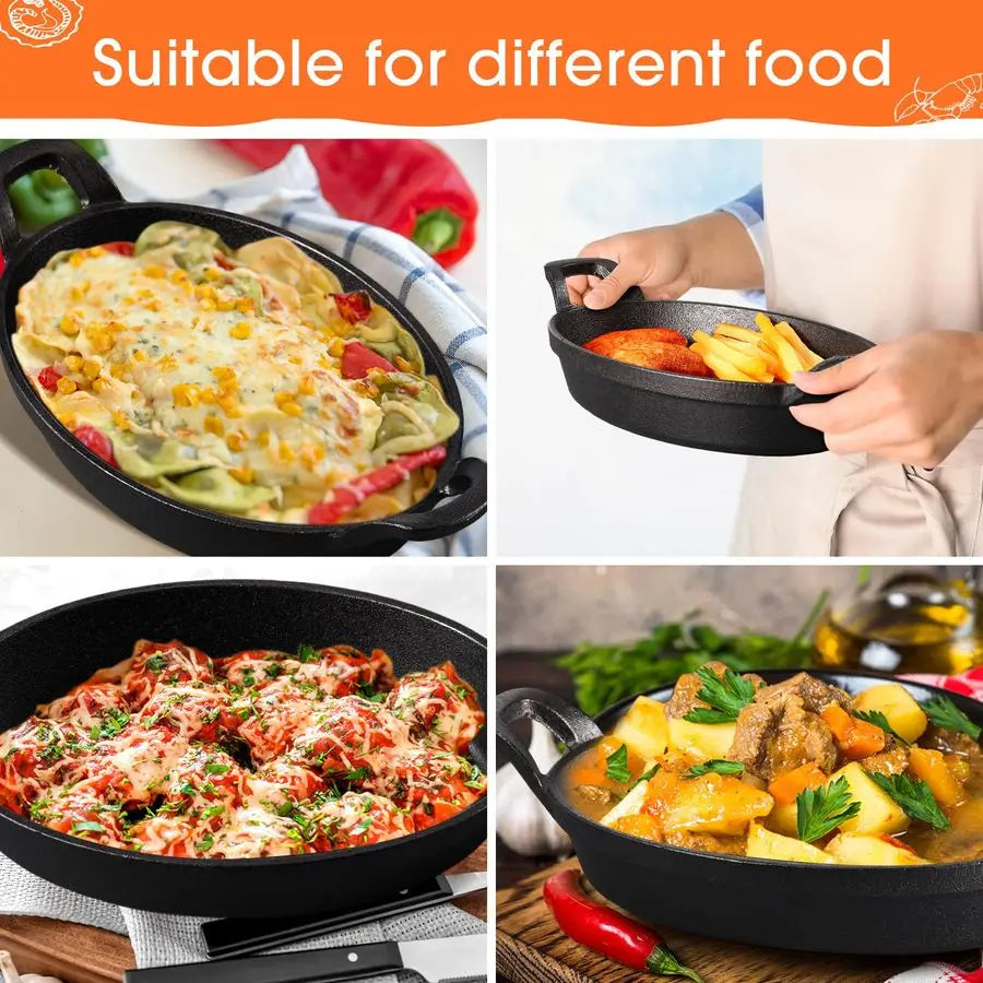 4 Pcs Oval Serving Mini Cast Iron Skillet