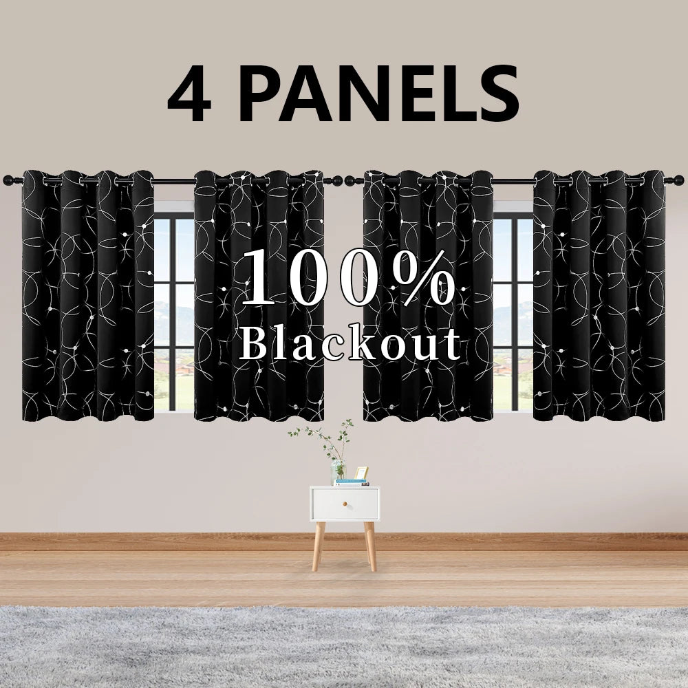 4PCS Blackout Thermal Insulated Room Darkening Curtains