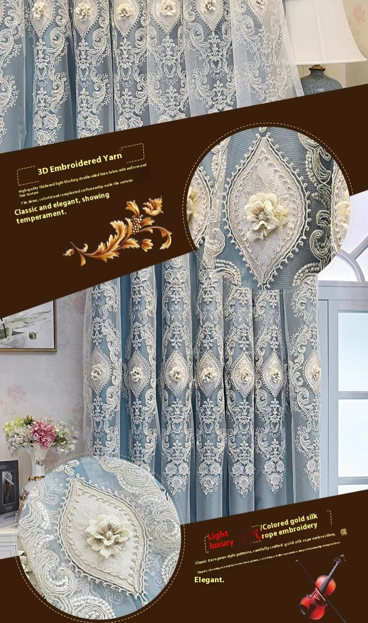 1PC Luxury vintage-style embroidered curtains