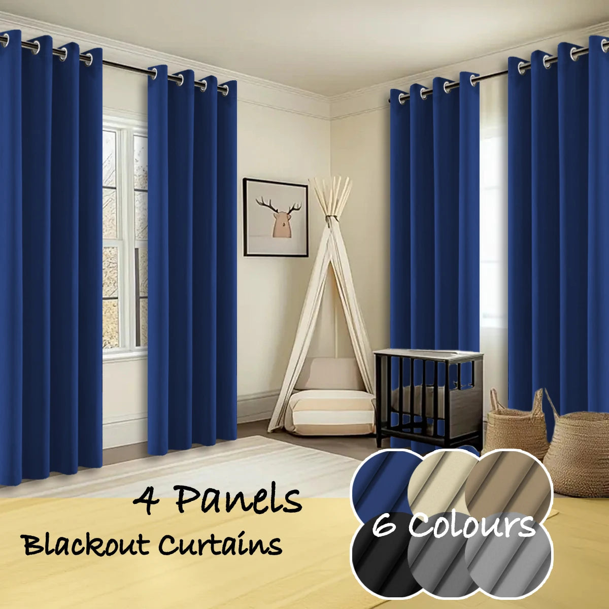 4 Panles Thermal Insulated Blackout Curtains