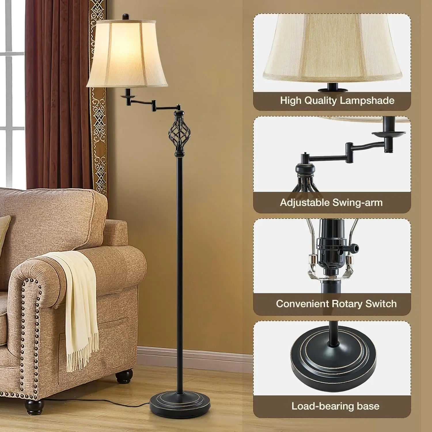 Adjustable Swing Arm Floor Lamp
