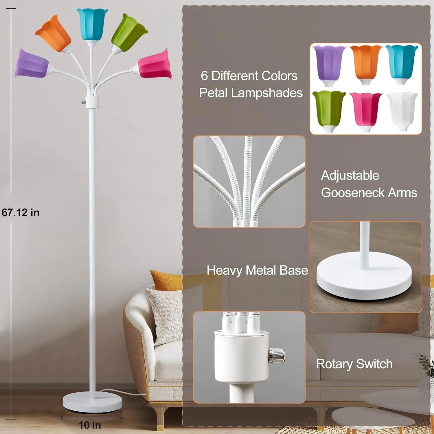 Modern Adjustable Multi-Head Floor Lamp