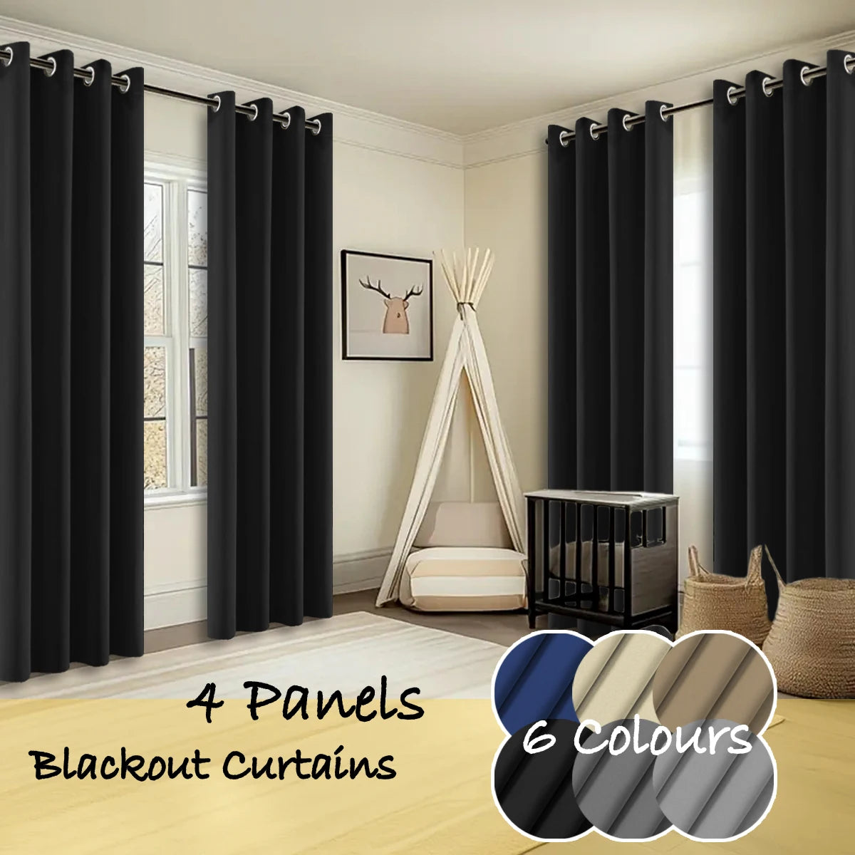 4 Panles Thermal Insulated Blackout Curtains