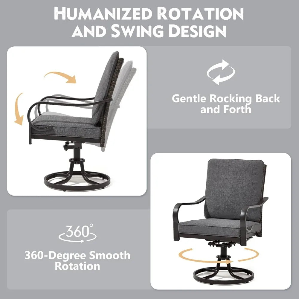 Patio Swivel Chair Set Thickened Cushions