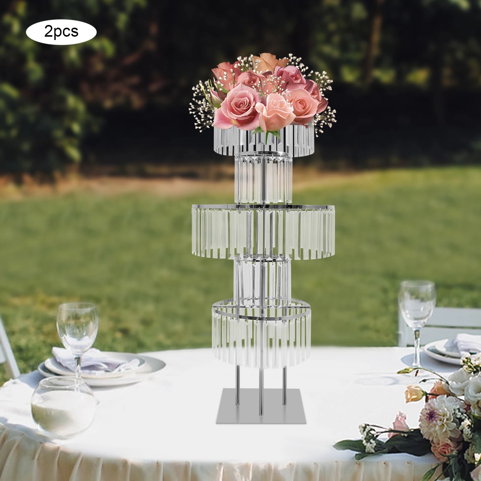 2PCS 5-tier Crystal Flower Stand