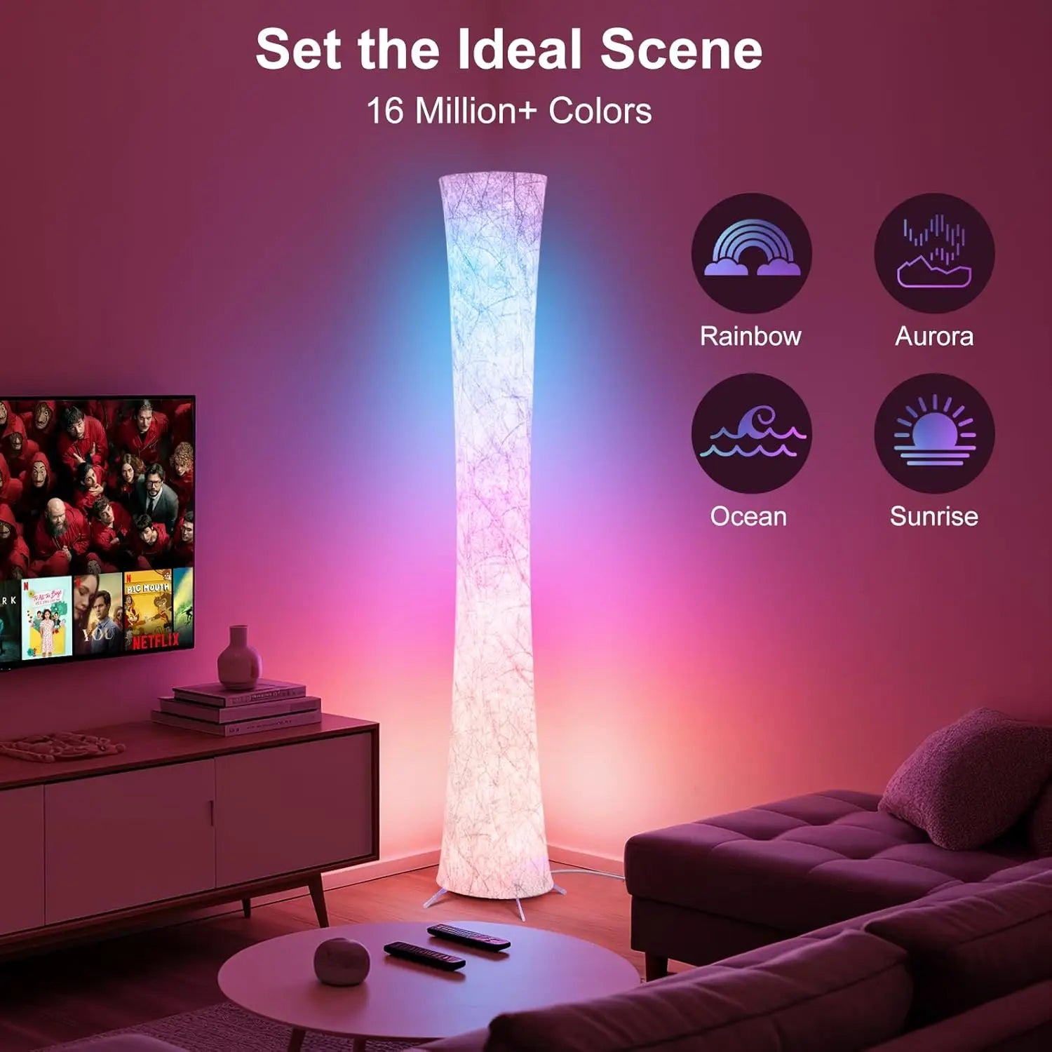 LED Corner Floor Lamp with Music Sync