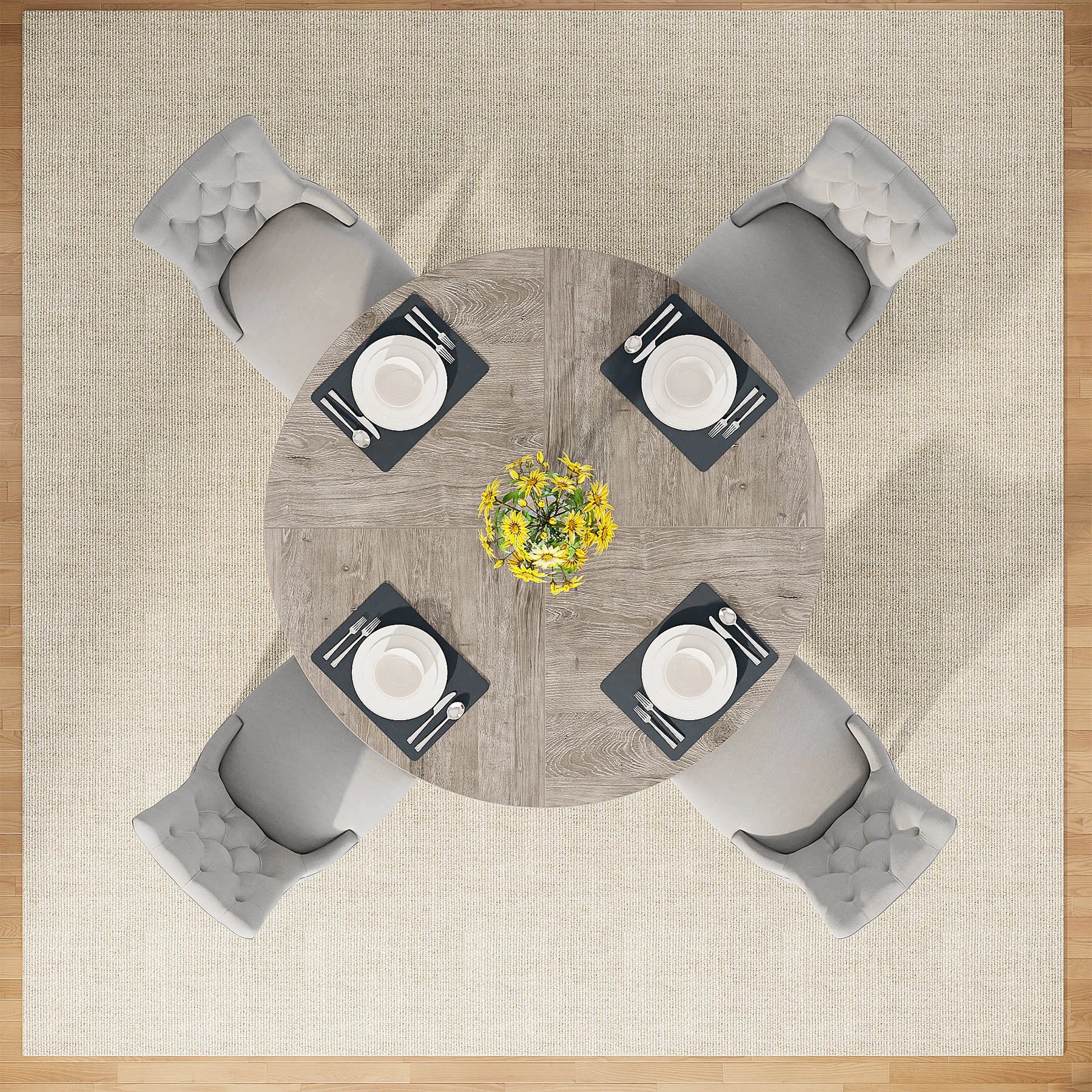 Round Dining Table for 4