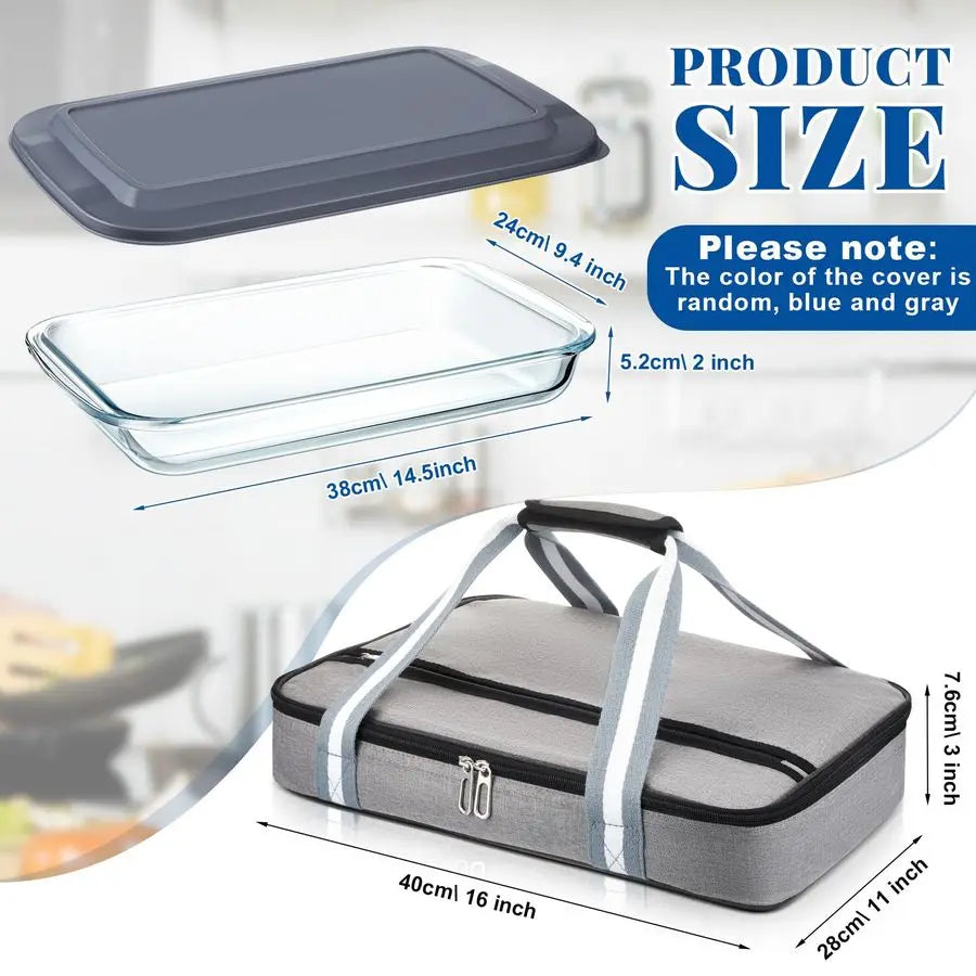 Baking Dish with Lid Glass Casserole with Carrier