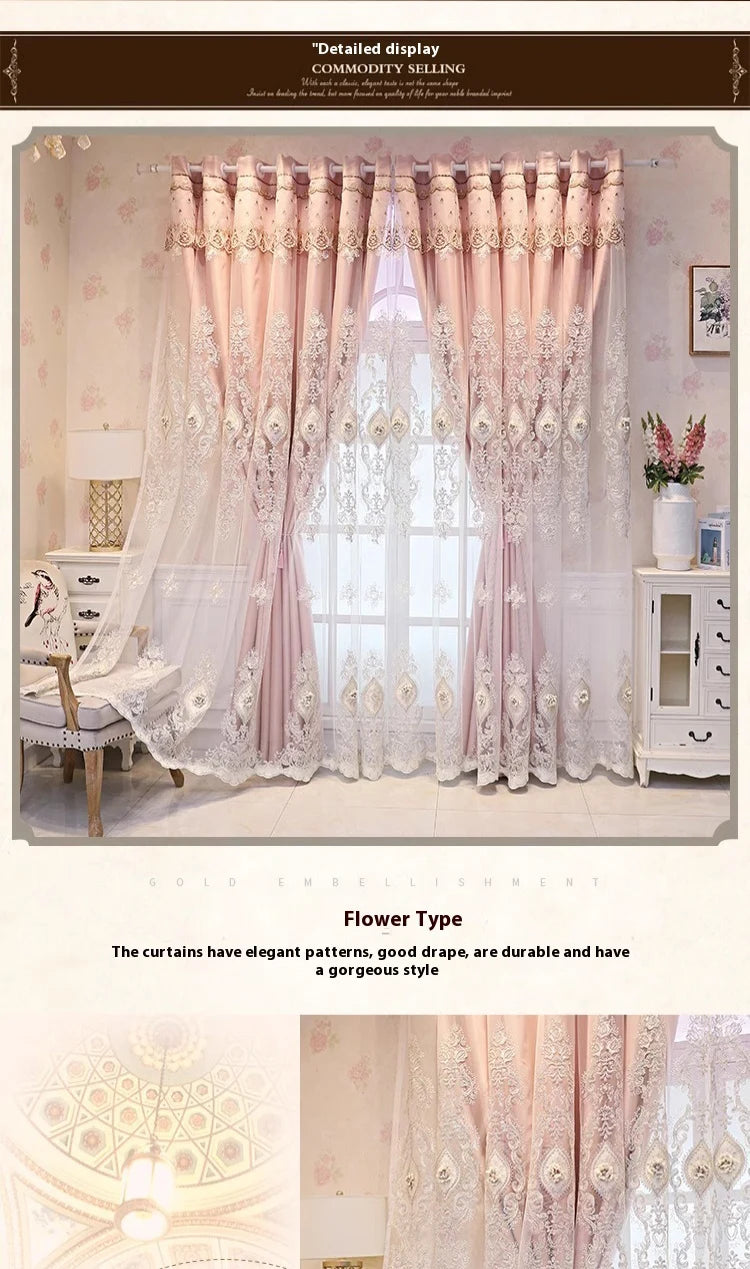1PC Luxury vintage-style embroidered curtains