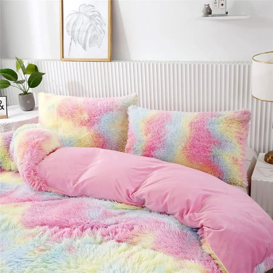 3Pcs Rainbow Bedding Set Ultra Soft