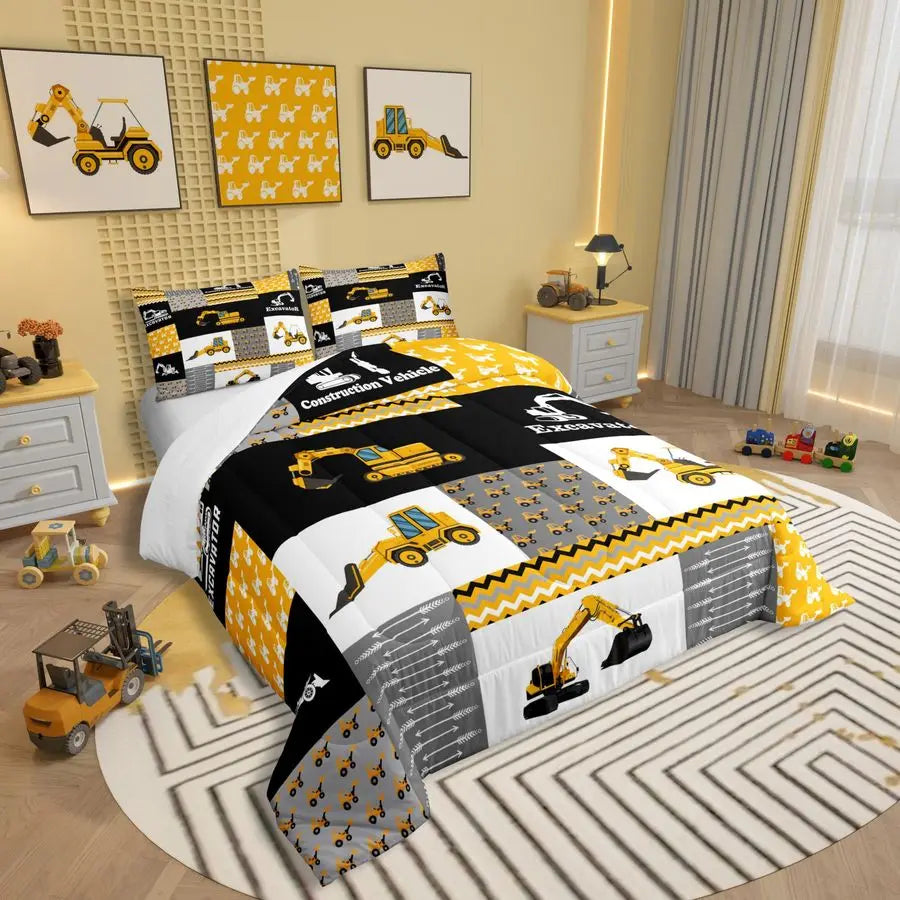Excavator Comforter Set  for Children Kids