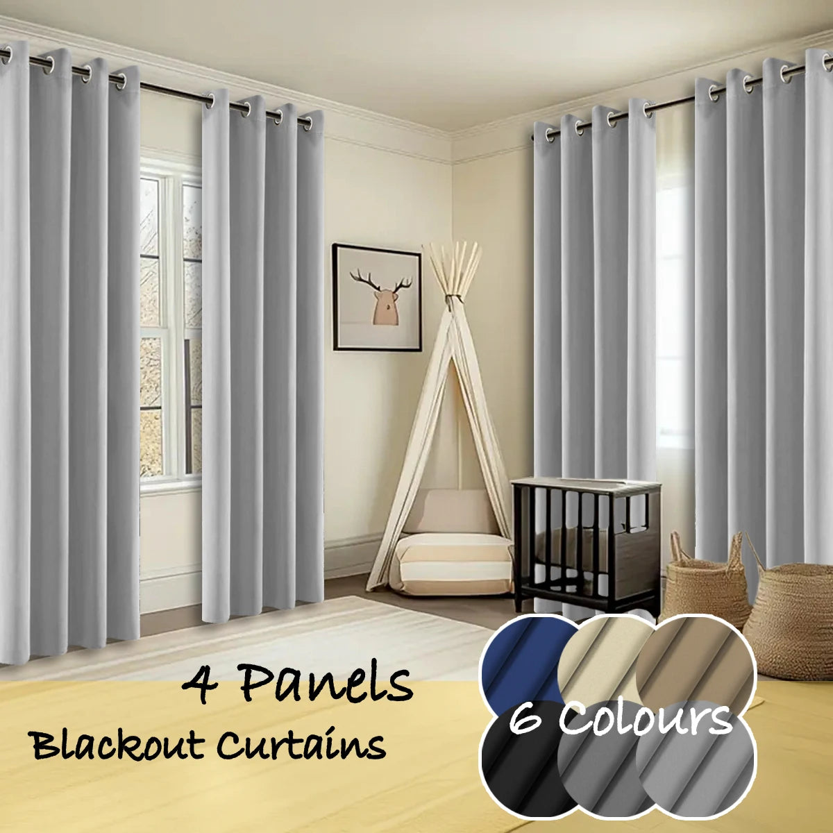 4 Panles Thermal Insulated Blackout Curtains