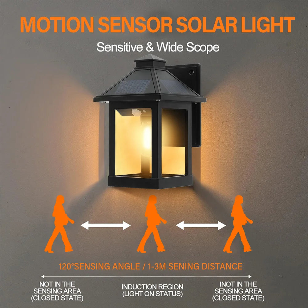 2pcs Solar Powered Wall Lanterns
