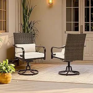 Patio Swivel Chair Set Thickened Cushions