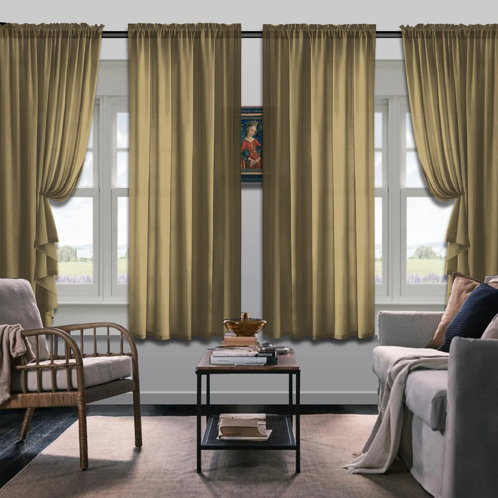 Set Of 4 Solid Color Simple Rod Pocket Blackout Curtains