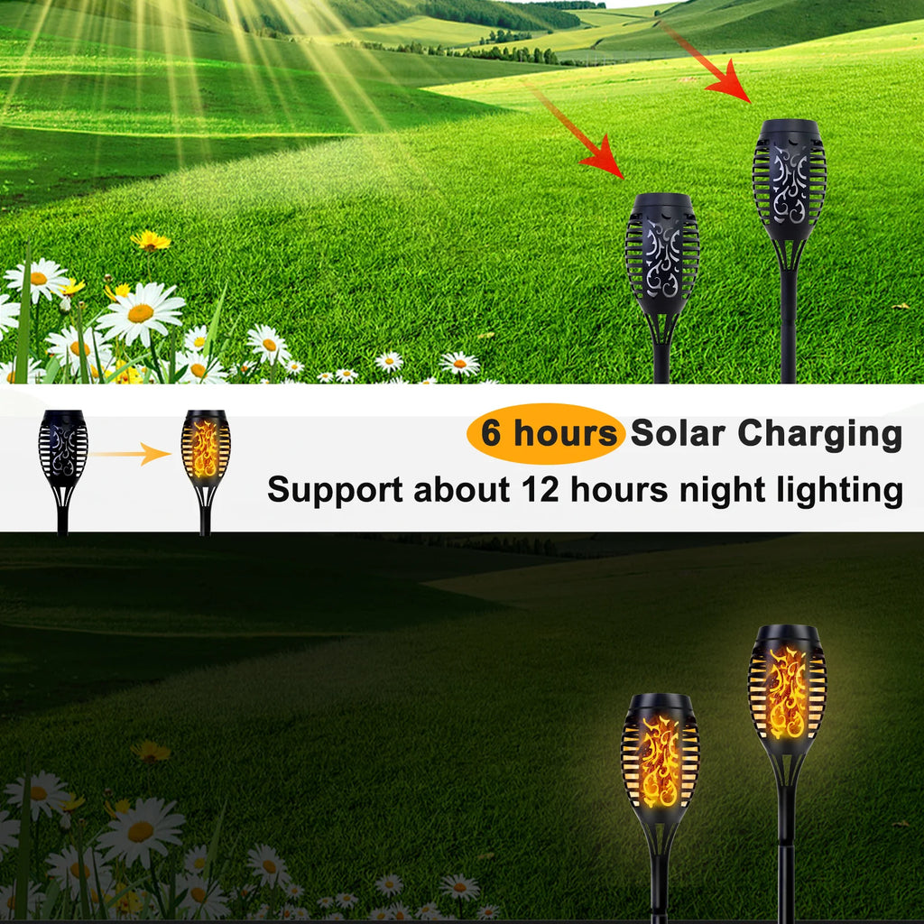 4/6/8/12Pcs Solar Flame Torch Lights