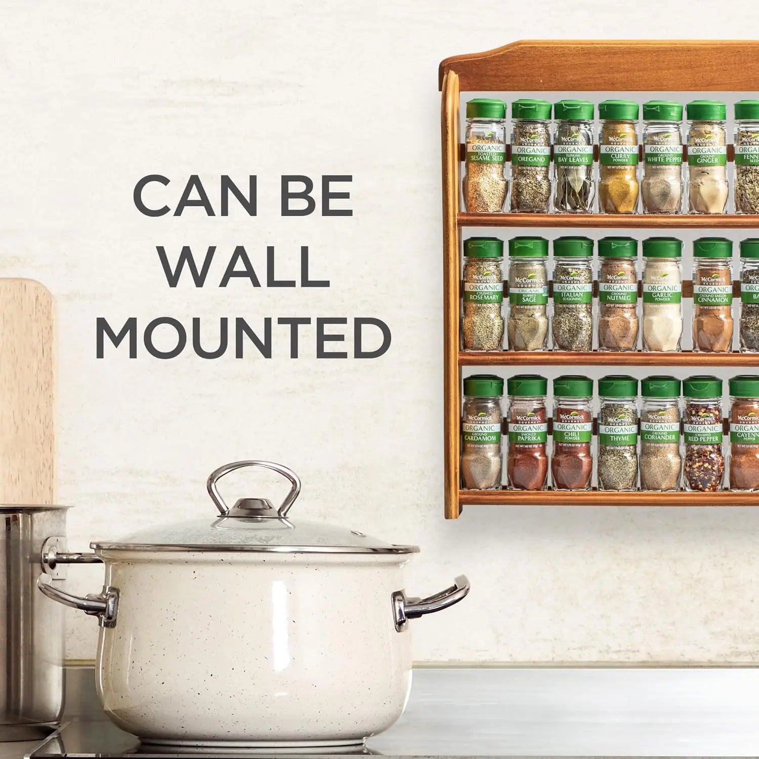 Three-Tier Wood Spice Rack