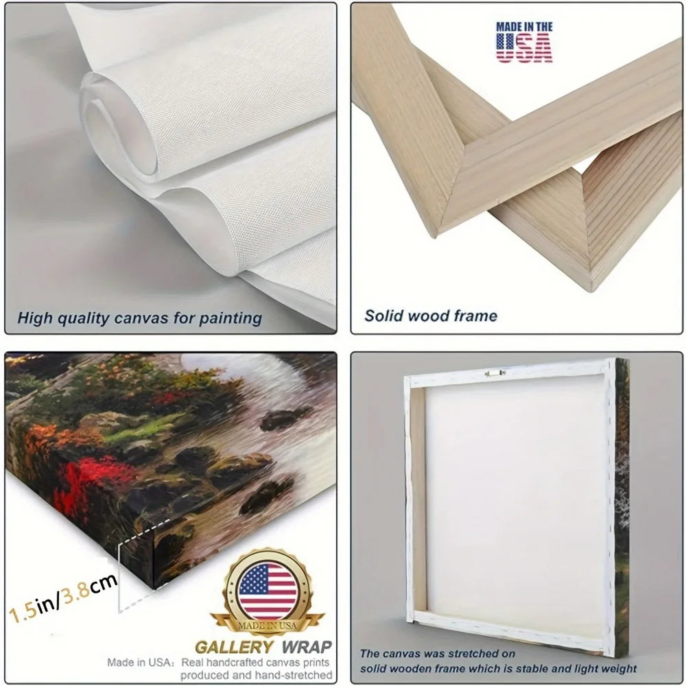 Wood pine frame, interior art mural