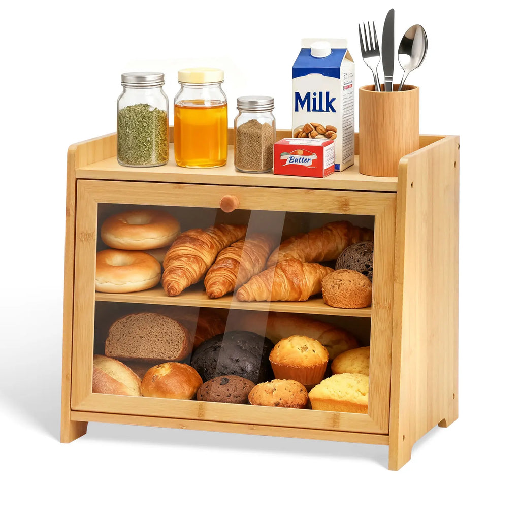 Bamboo Bread Box for Kitchen Countertop