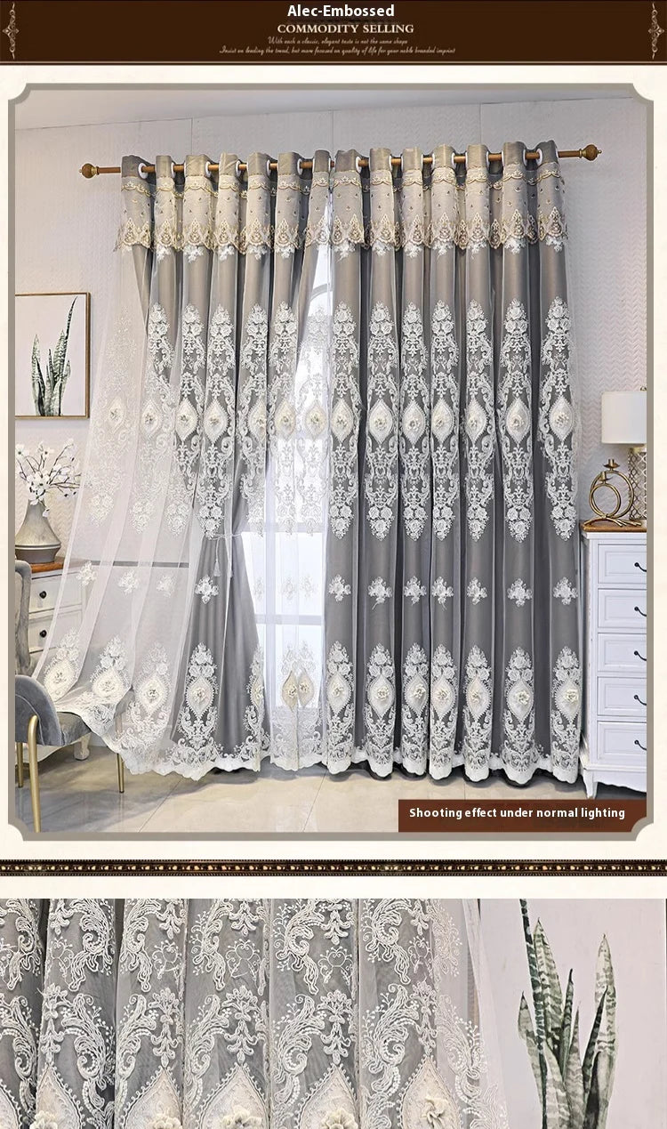 1PC Luxury vintage-style embroidered curtains