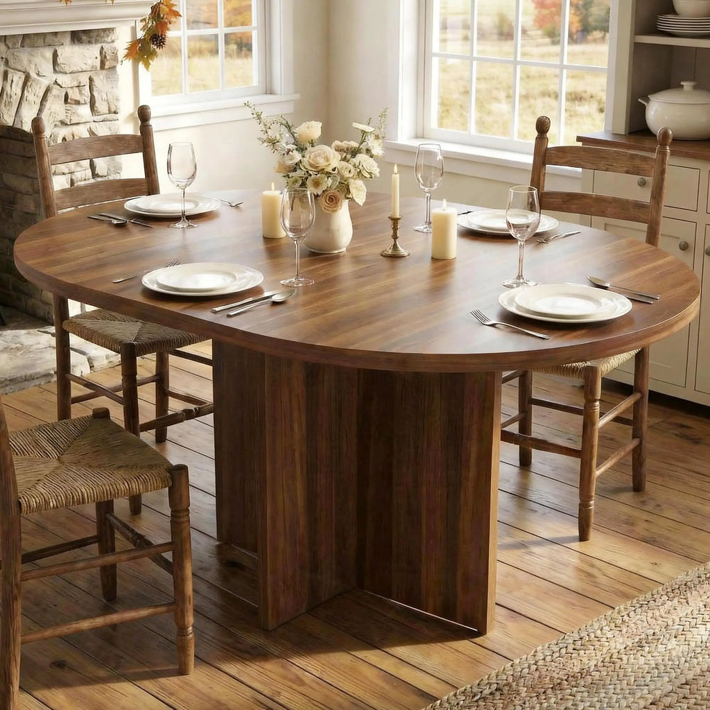 Extendable Round to Oval Dining Table