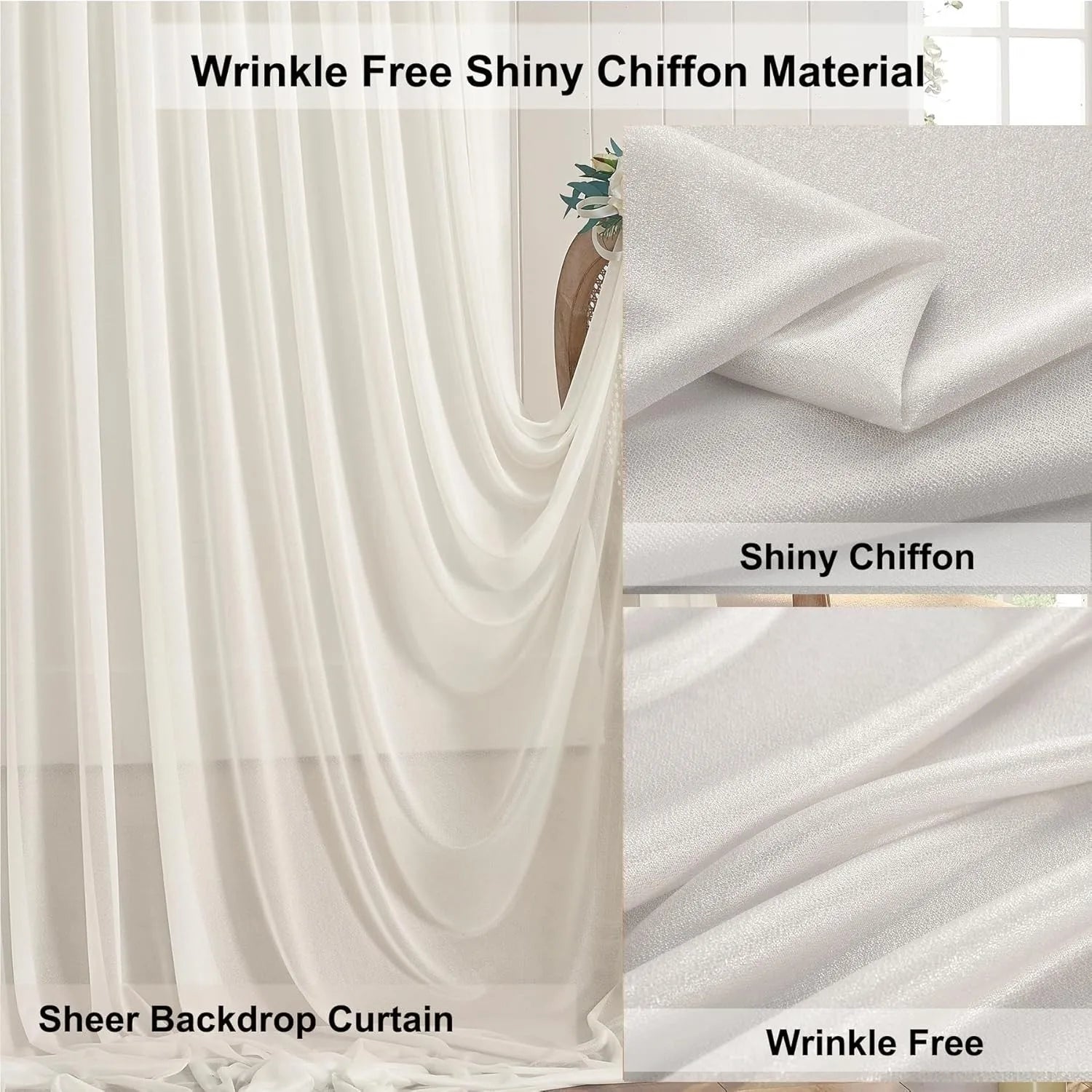 Backdrop Curtains Wrinkle-Free Sheer Chiffon