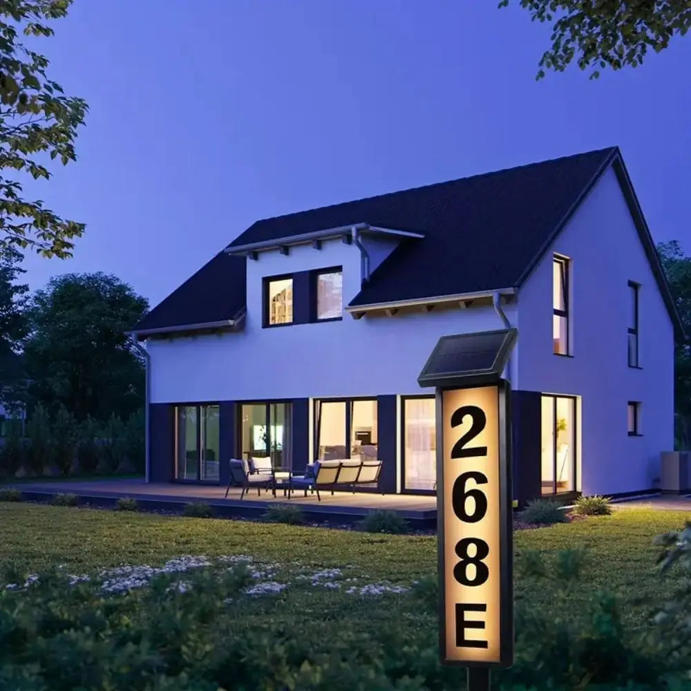 1 pc Solar Light Powered House Number