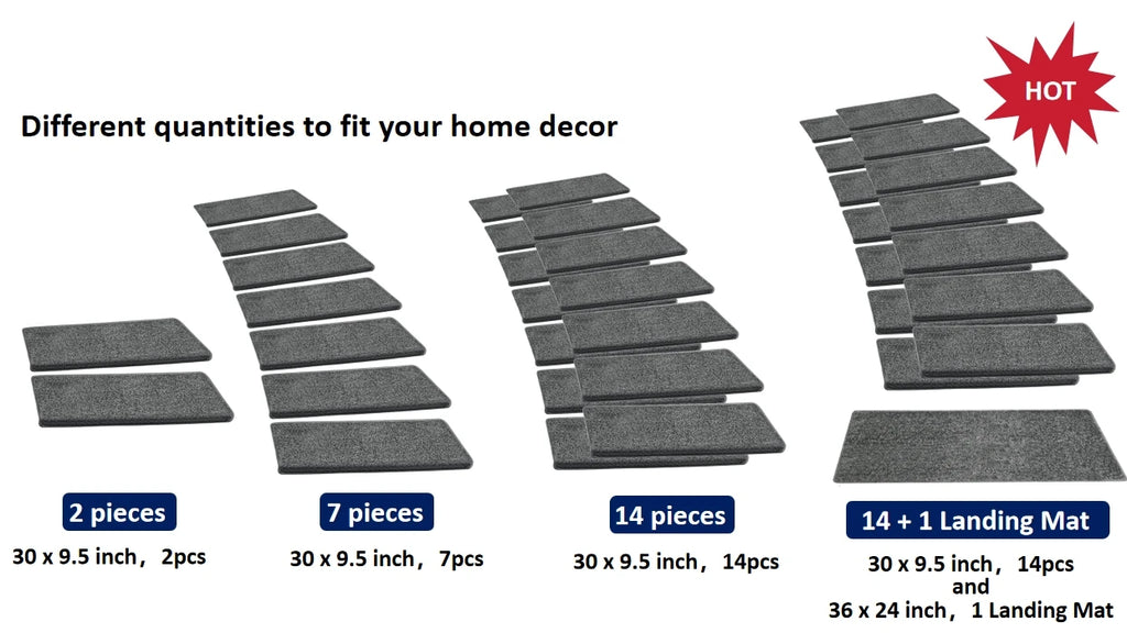 Carpet Stair Treads Set -Non-Slip