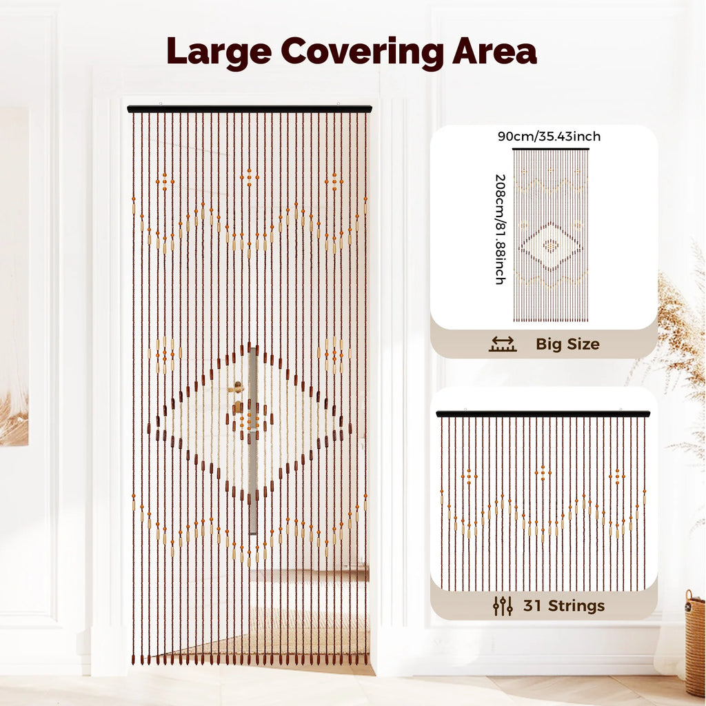 Line Retro Wooden Bead Curtain Blinds