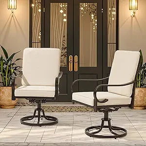 Patio Swivel Chair Set Thickened Cushions