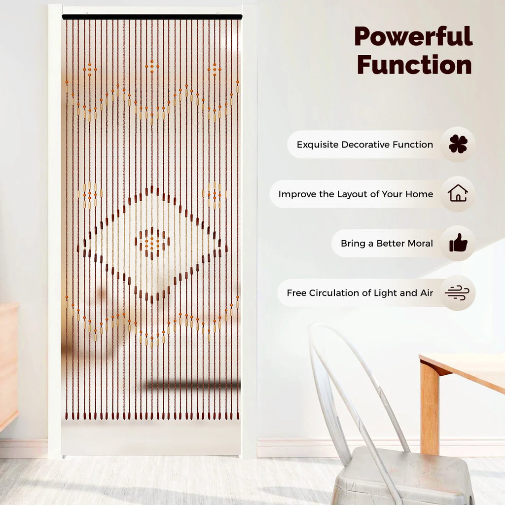 Line Retro Wooden Bead Curtain Blinds