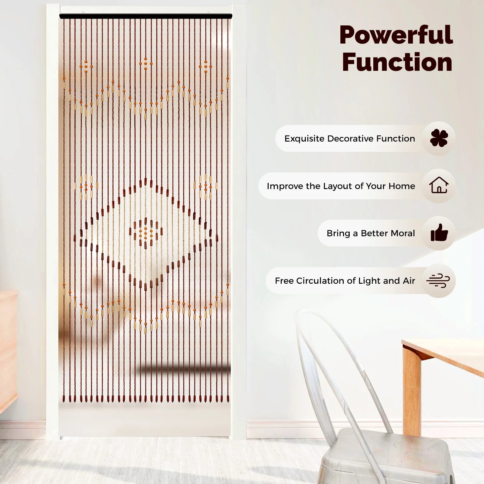 Line Retro Wooden Bead Curtain Blinds
